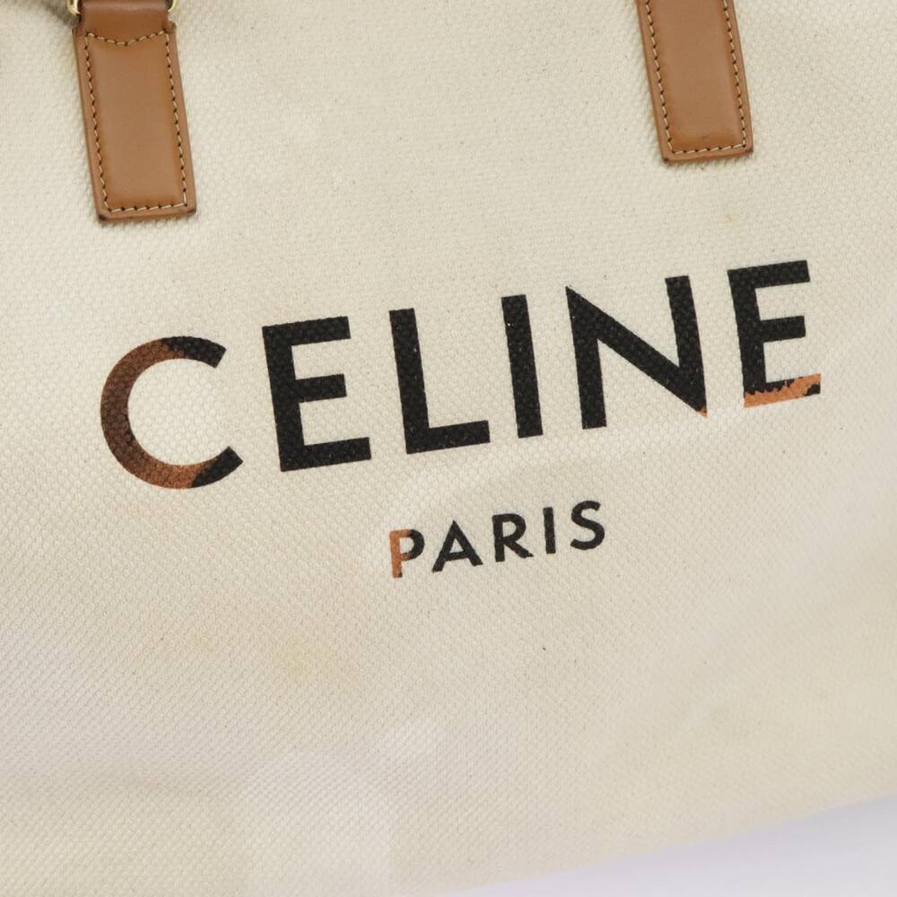 CELINE Horizontalkava Tote Bag Canvas White Gold - Picture 10 of 16